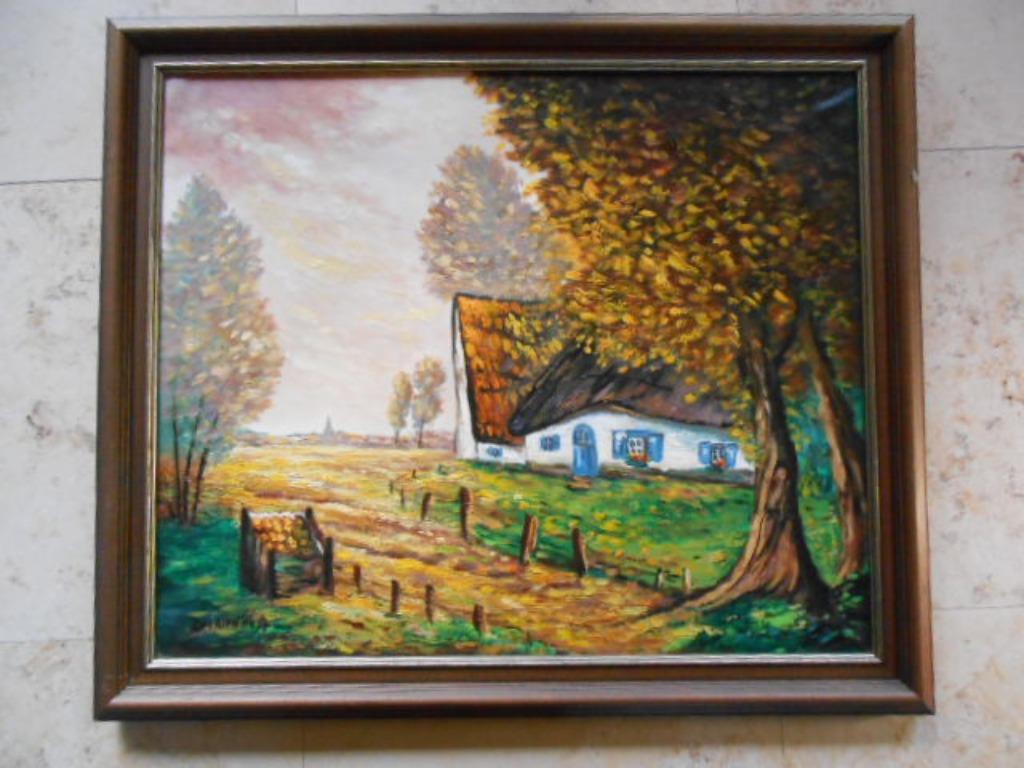 schilderij op doek olieverf Devriendt A. 68cm x 58cm, Antiek en Kunst, Ophalen of Verzenden