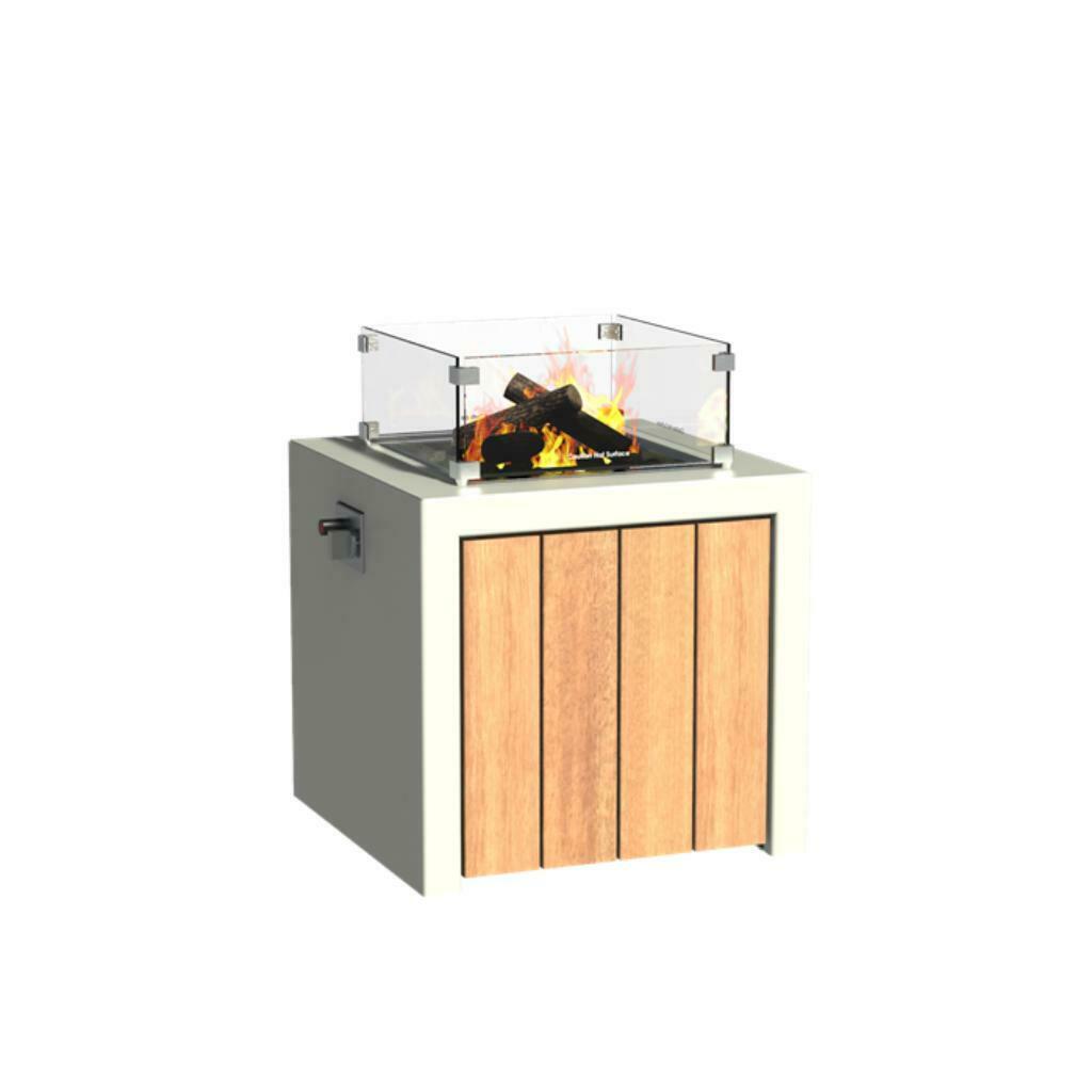 vuurtafel op gas (aluminium in elke ral-kleur met hardhout), Verzenden, Nieuw, Gas, Vloer