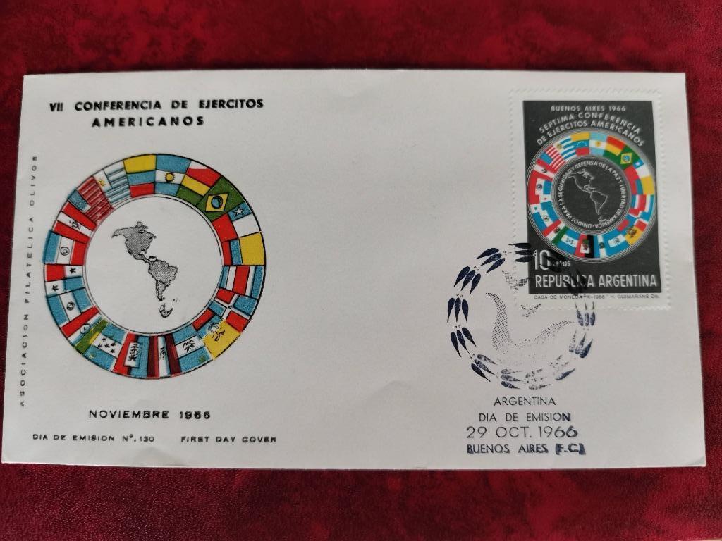 Argentinie 1966 - Conferentie Amerikaanse legers - vlaggen, Ophalen of Verzenden, Gestempeld, Zuid-Amerika