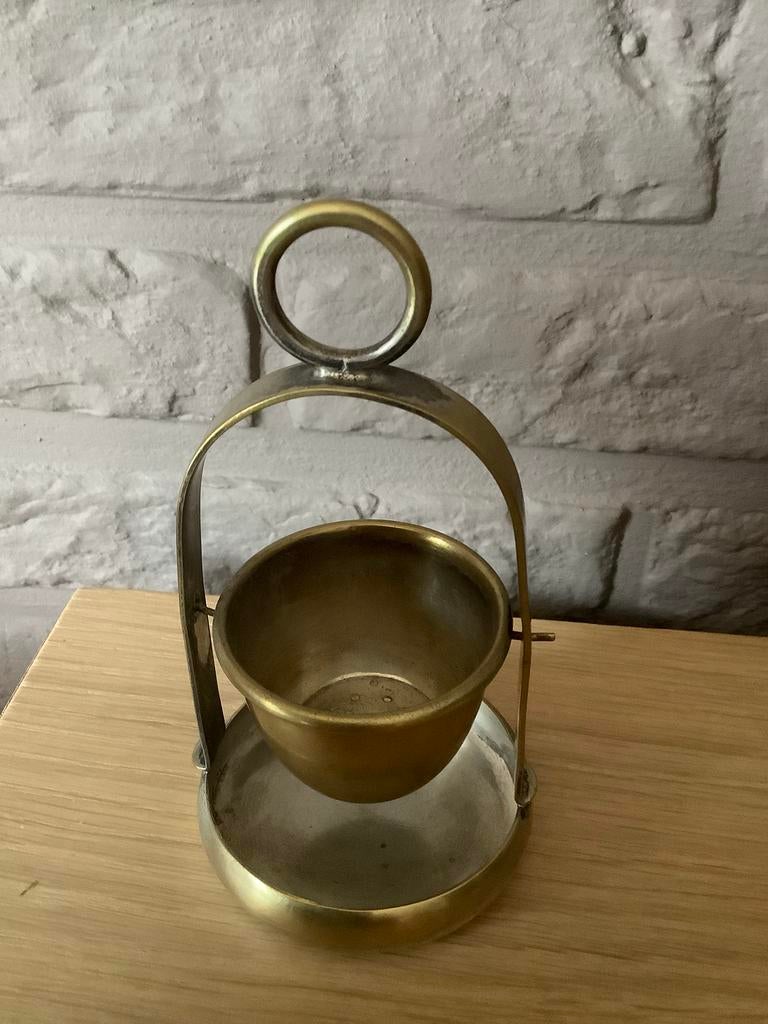 Vintage metalen geurbrander / theelichthouder met inzetbakje, Ophalen of Verzenden