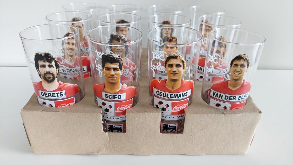 Volledige set Rode Duivels WK Italia 90 Delhaize cola glazen, Verzamelen, Ophalen of Verzenden, Zo goed als nieuw