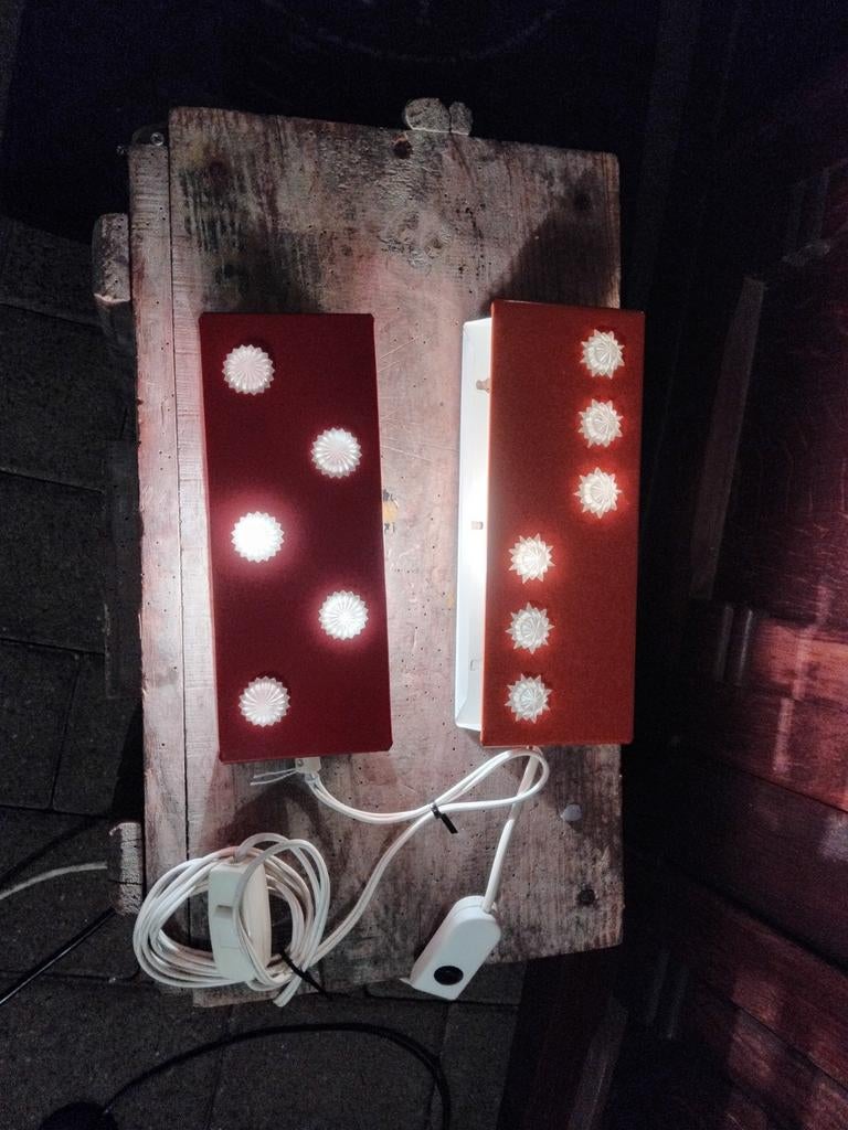 Vintage bedlampjes met lensjes., Antiek en Kunst, Ophalen of Verzenden