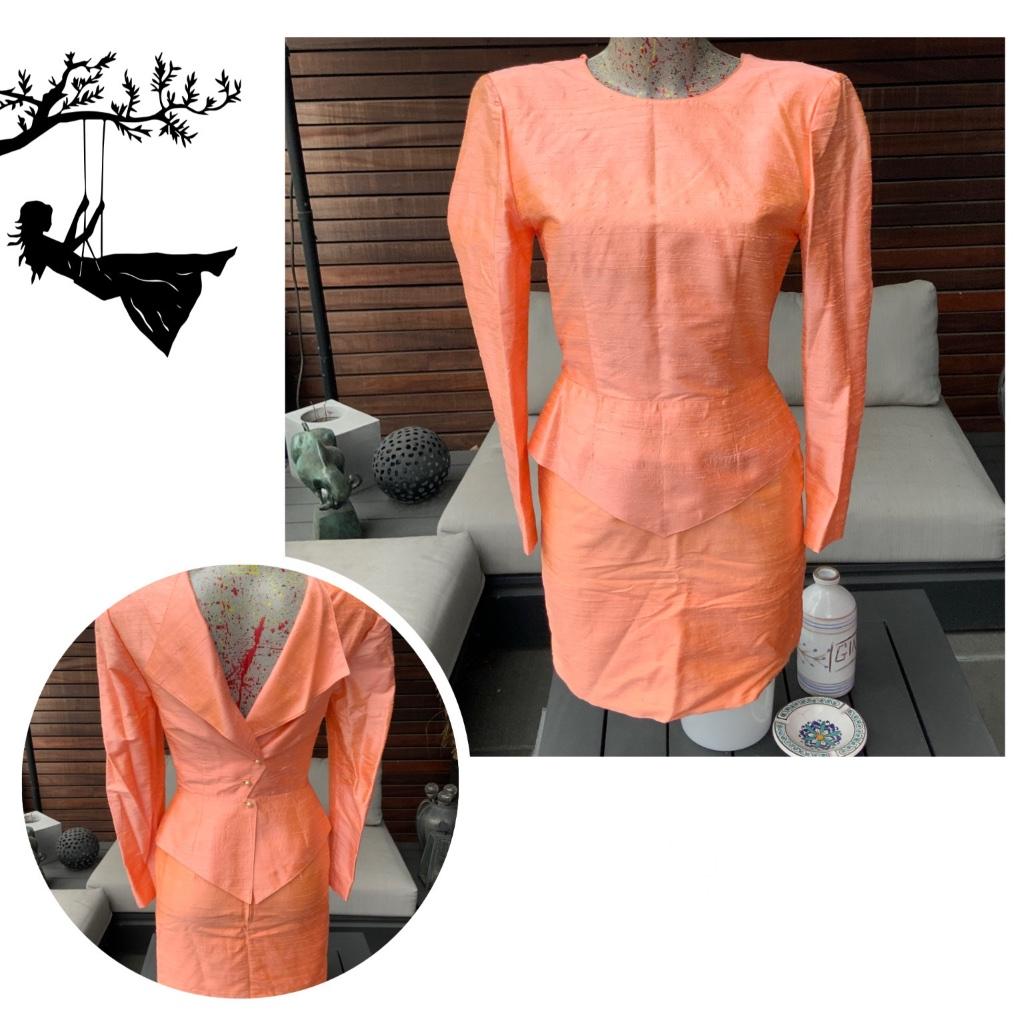 Zeer heldere set van wilde zijde, Kleding | Dames, Autre, Ophalen of Verzenden, Zo goed als nieuw, Oranje