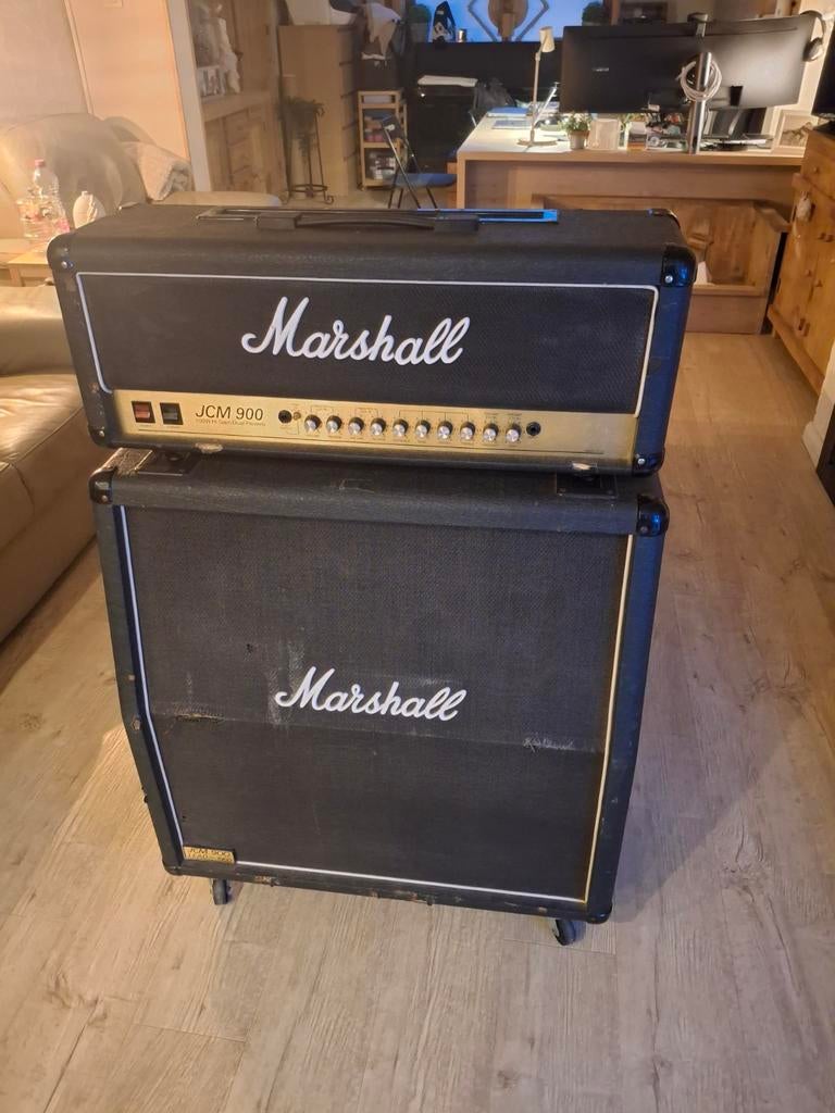 Marshall JCM900 100 W Hi Gain Dual Reverb (head + cab), Musique & Instruments, Enlèvement, Utilisé, Guitare, 100 watts ou plus