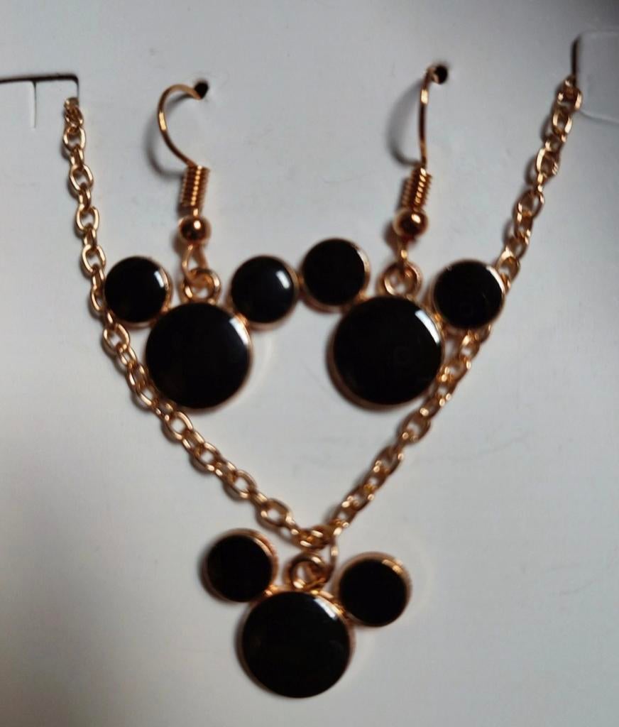 Parure Mickey, Bijoux, Sacs & Beauté, Boucles d'oreilles, Enlèvement ou Envoi, Neuf, Noir, Pendantes