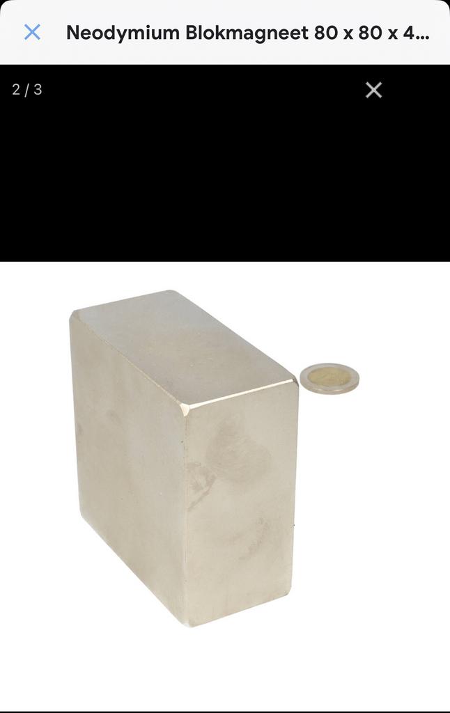 Blokmagneet 80 x 80 x 40, Ophalen, Zo goed als nieuw