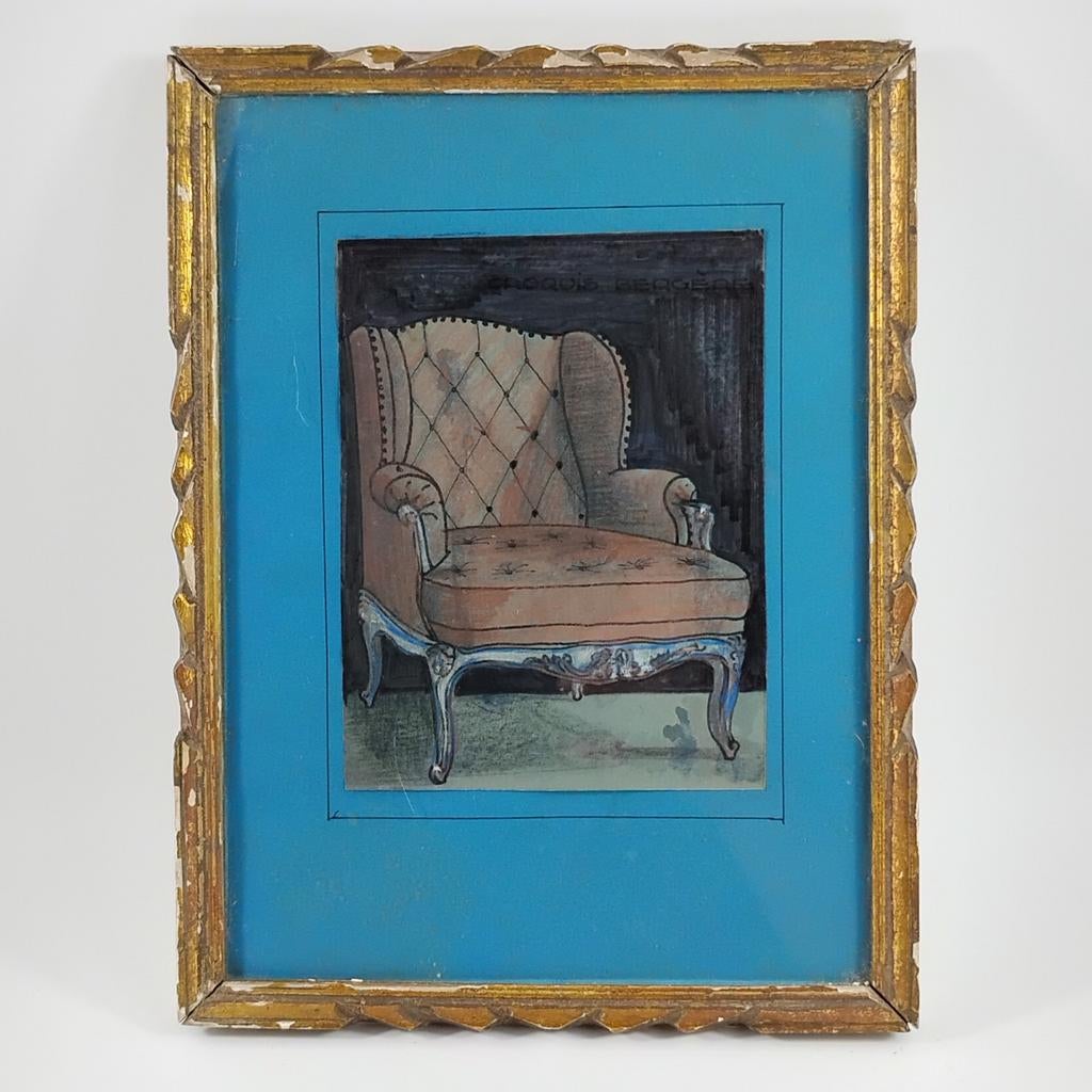 Technische tekening „herderineschets” 19e eeuw, Antiek en Kunst, Kunst | Schilderijen | Klassiek, Ophalen of Verzenden