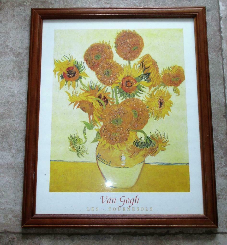 Kader met foto van "Les Tournesols" van V. Van Gogh, Antiquités & Art, Enlèvement ou Envoi