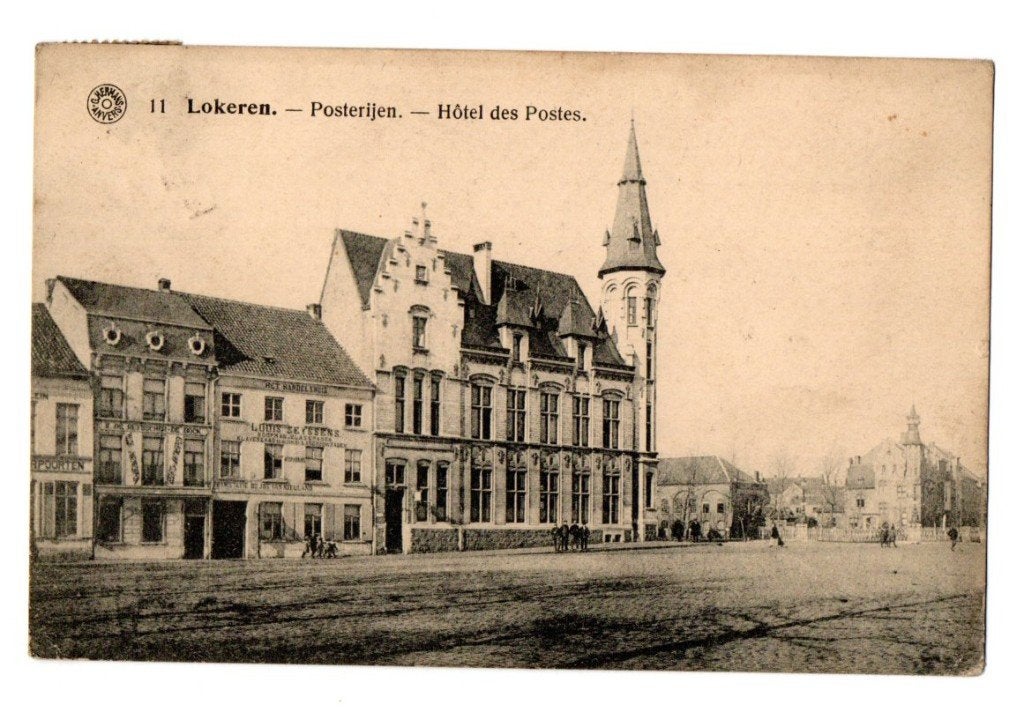 Lokeren - Posterijen Hotel des postes, Verzamelen, Ophalen of Verzenden, 1920 tot 1940, Gelopen, Oost-Vlaanderen