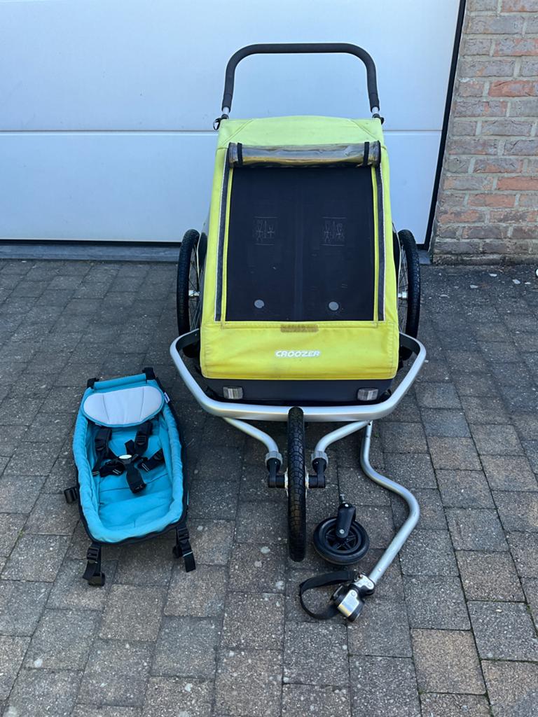 Croozer kid for 2 fietskar en hangmatje, Fietsen en Brommers, Ophalen, Opvouwbaar, Zo goed als nieuw, Kinderkar
