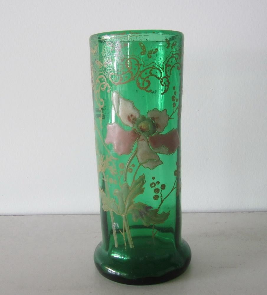 Petit vase Legras ancien art nouveau, fleurs en émail, Antiquités & Art, Envoi