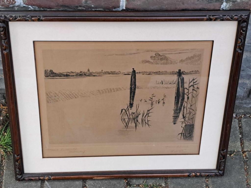 eau forte epreuve d artiste signe anne de kat, Ophalen of Verzenden, Landschap