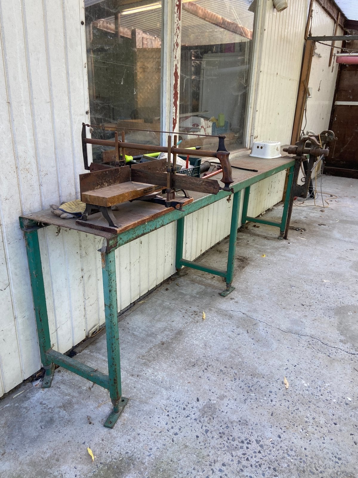 Metalen werkbank., Ophalen, Gebruikt, 170 cm of meer, Bankschroef