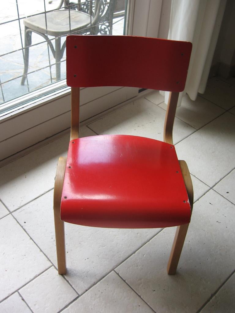 Deux chaises enfant Vintage de couleur orange vernissée., Enlèvement, Utilisé, Chaise(s)