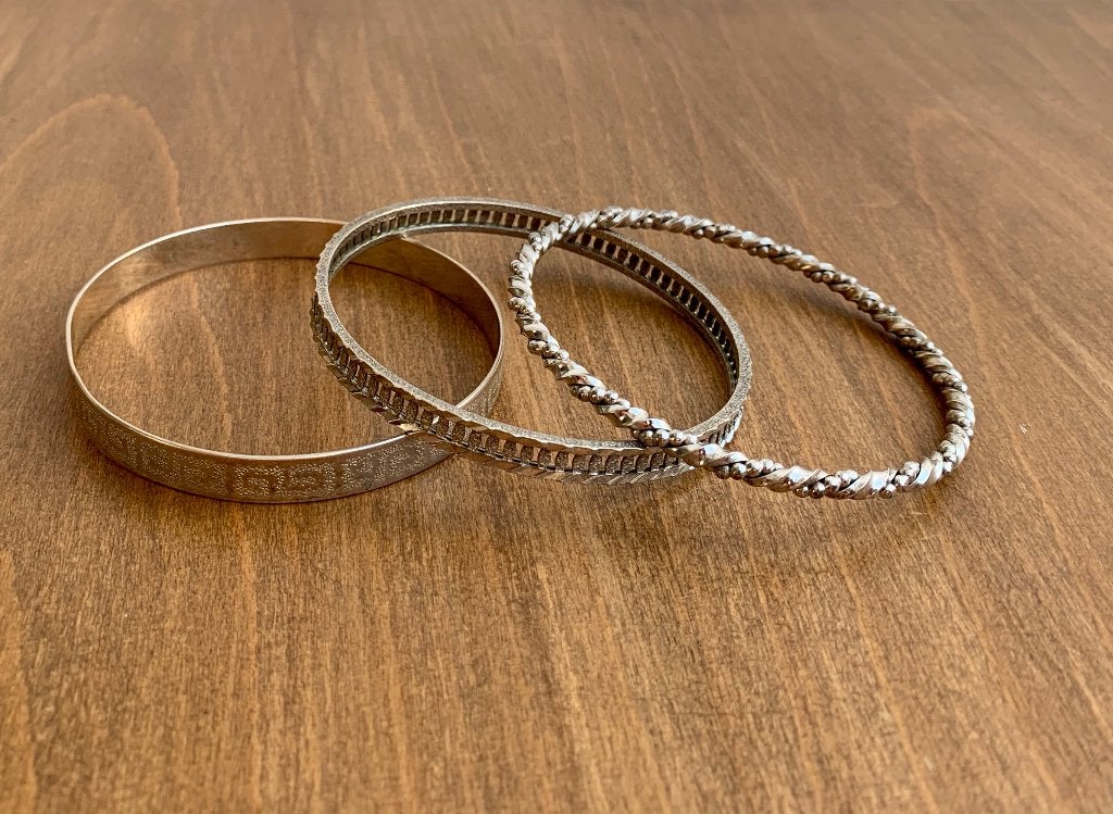 3 x bracelet en argent massif des années 1960, style boho, Enlèvement ou Envoi, Comme neuf, Argent, Argent