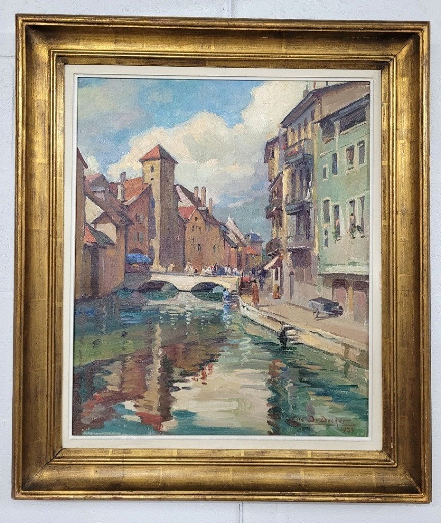 Luc DE DECKER, In Annecy, Doek, Ophalen of Verzenden, Gedateerd, Olieverf