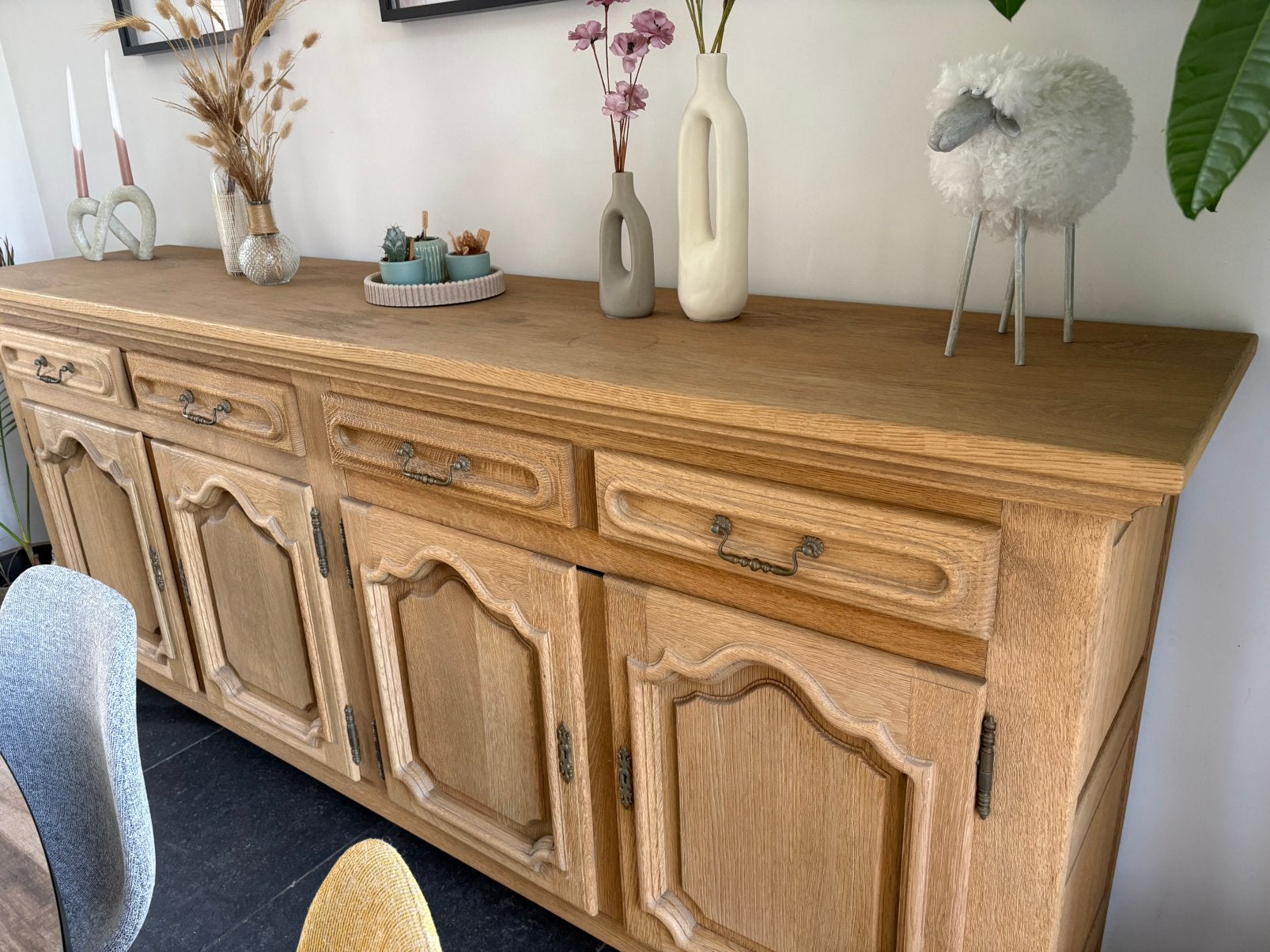 2 eiken gezandstraald naturel dressoir livingkasten, Ophalen, Gebruikt