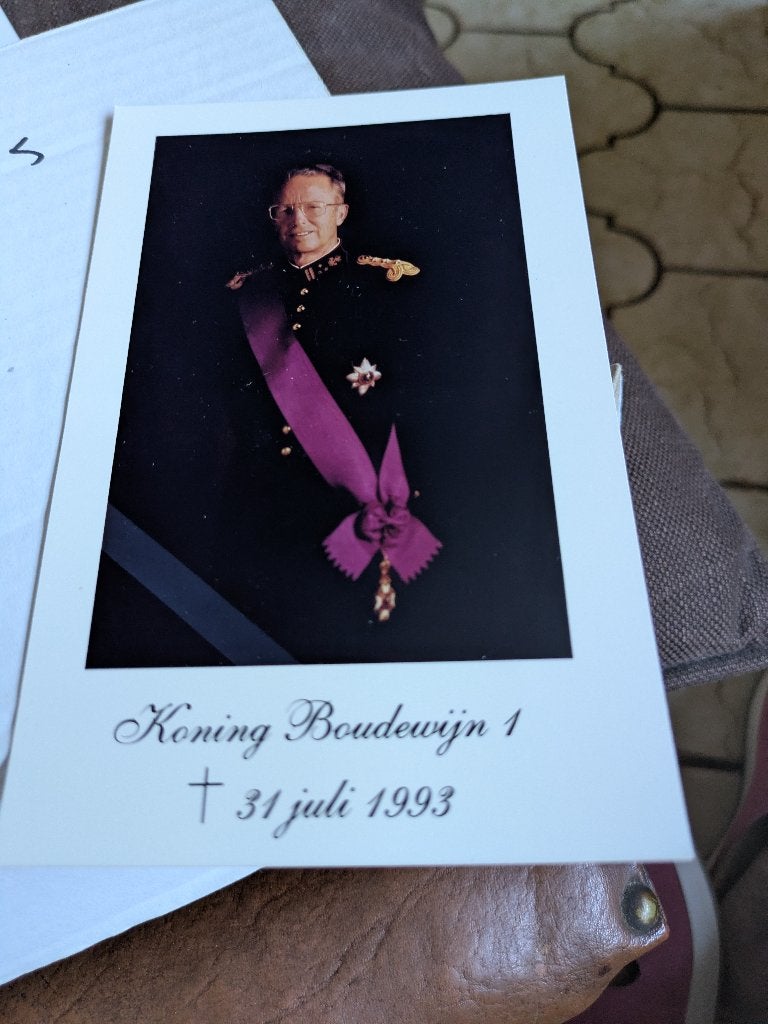 K.boudewijn bidprentje, Verzamelen, Koningshuis en Royalty, Ophalen of Verzenden, Zo goed als nieuw