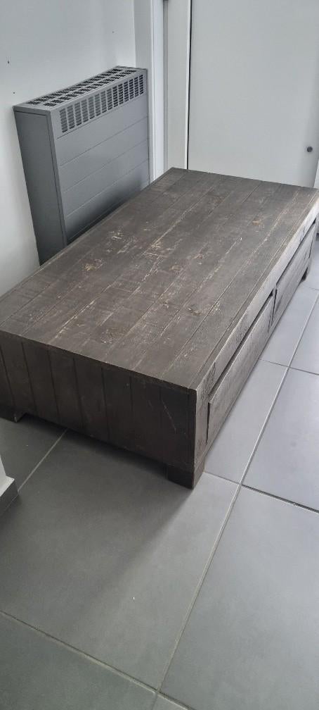 Vol houten salontafel, Huis en Inrichting, Tafels | Salontafels, Ophalen, Gebruikt, 100 tot 150 cm, 50 tot 100 cm