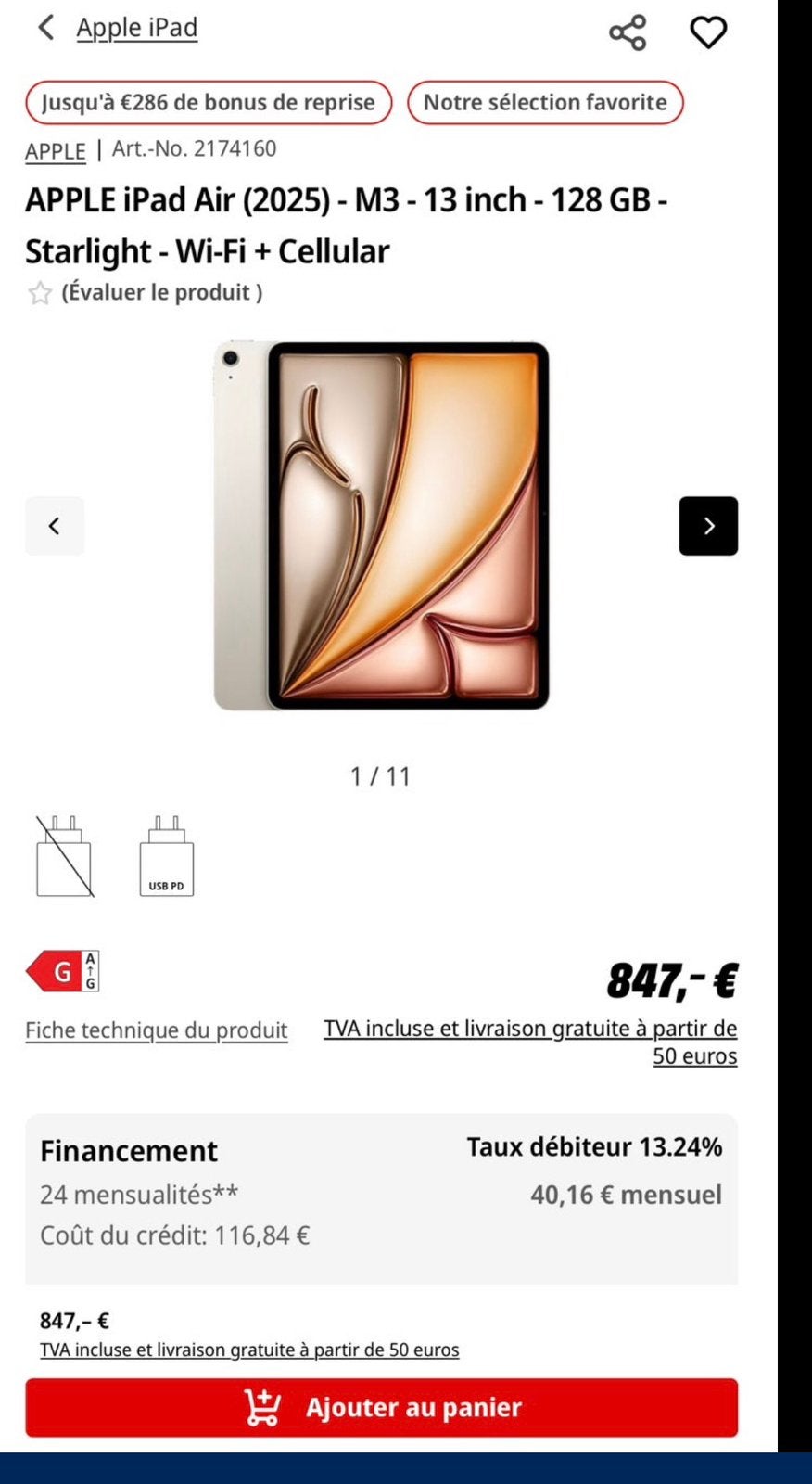 Ipad air 13 inch 2025/6, Enlèvement ou Envoi, Comme neuf