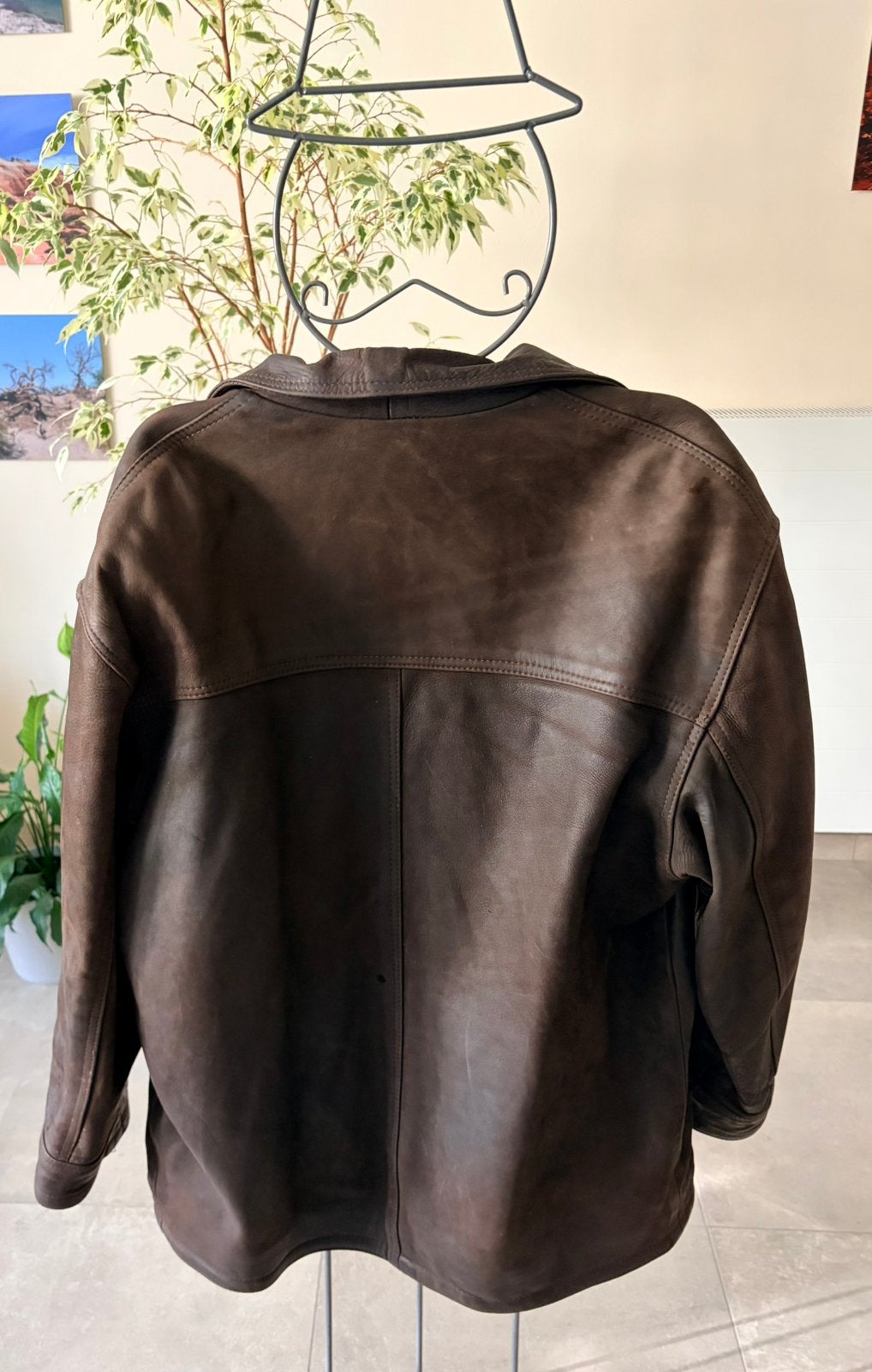 Vintage bruine leren jas / Veste en cuir vintage - XXL, Enlèvement ou Envoi, Brun, Autres tailles, Marche ou Plein air