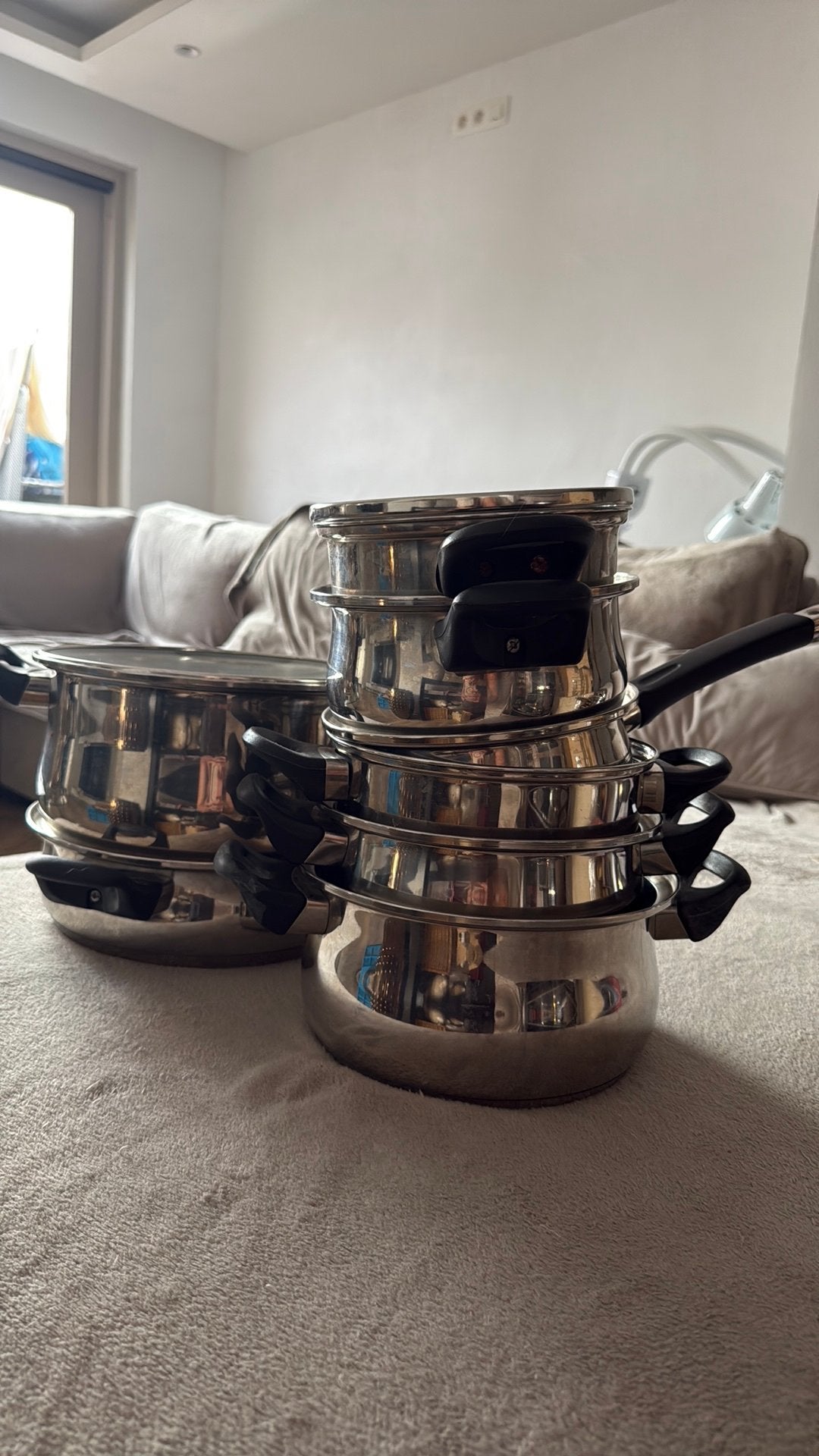 Casseroles de BergHOFF en acier inoxydable 18/10, Maison & Meubles, Cuisine | Casseroles & Poêles, Comme neuf, Ensemble de casseroles