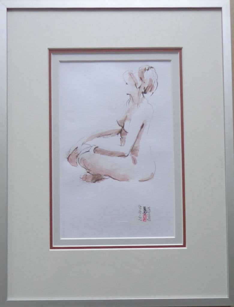 WILLEM VAN DONGEN / NAAKTE VROUW / ORIGINEEL / 41x31cm KADER, Enlèvement ou Envoi, Figures, Papier/carton, Aquarelle