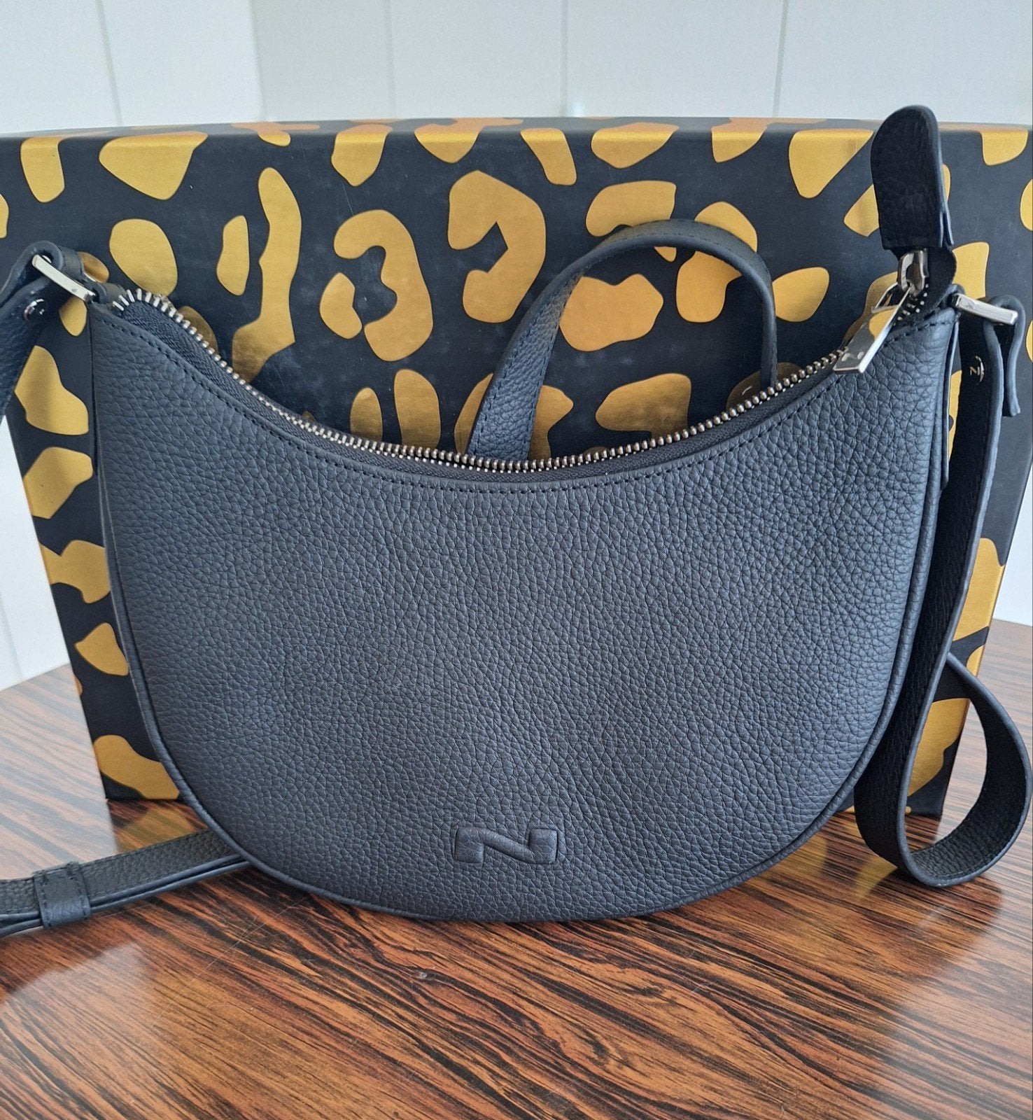 Mooie zwarte lederen Crossbodytas schoudertas Nathan Baume, Enlèvement ou Envoi