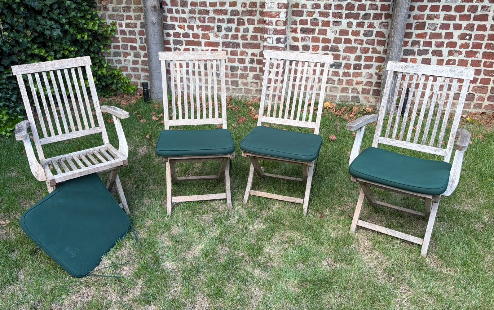 4 teak tuinstoelen, Ophalen, Gebruikt, Hout, Inklapbaar