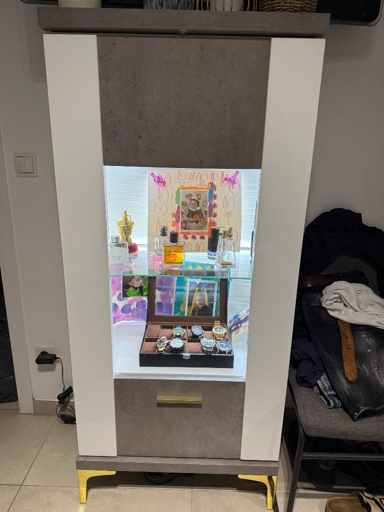 Vitrinekast / hangkast met led, 25 à 50 cm, Avec porte(s), Autres essences de bois, Comme neuf