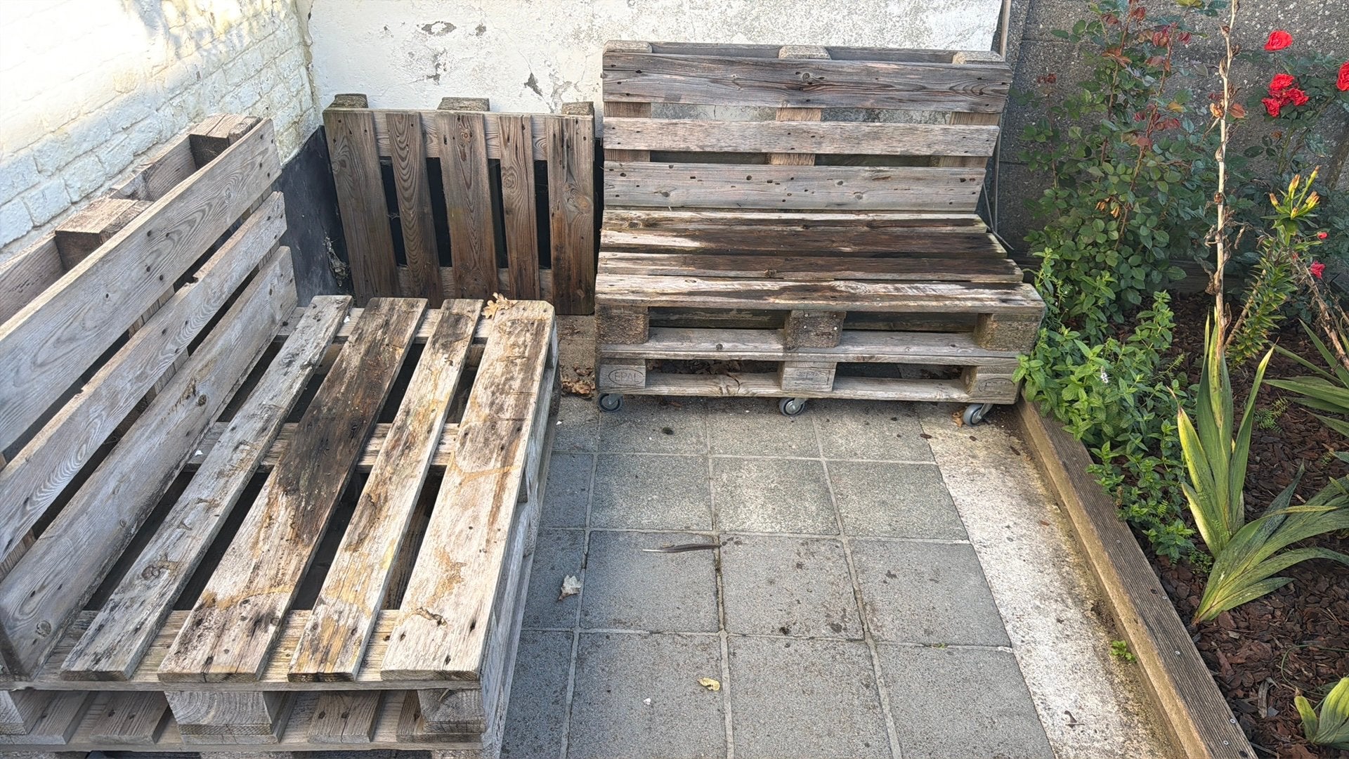 Houten bankjes, Tuin en Terras, Ophalen, Gebruikt, Hout
