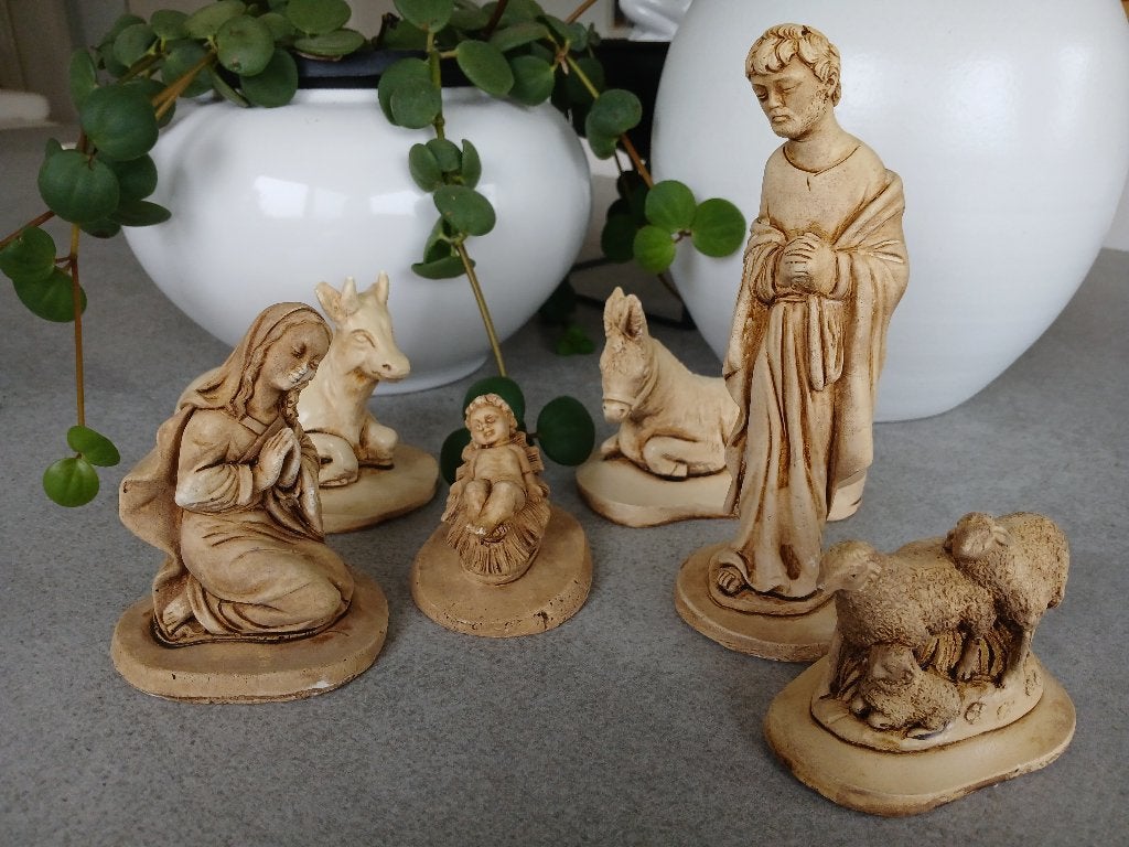 antieke kerststalbeelden in gips, Ophalen of Verzenden