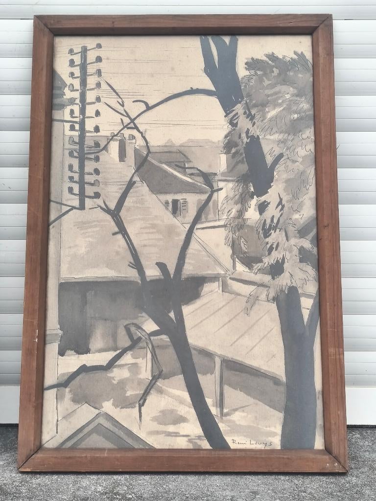 Lavis signe remi louys, Antiquités & Art, Enlèvement ou Envoi
