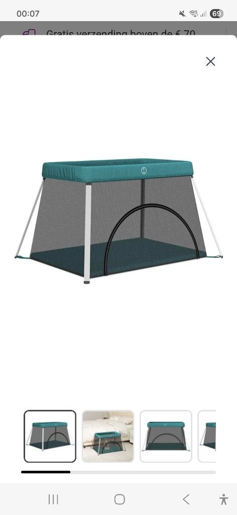 VidaXL babybox met matras kleur groen, Ophalen, Zo goed als nieuw, Rechthoekig
