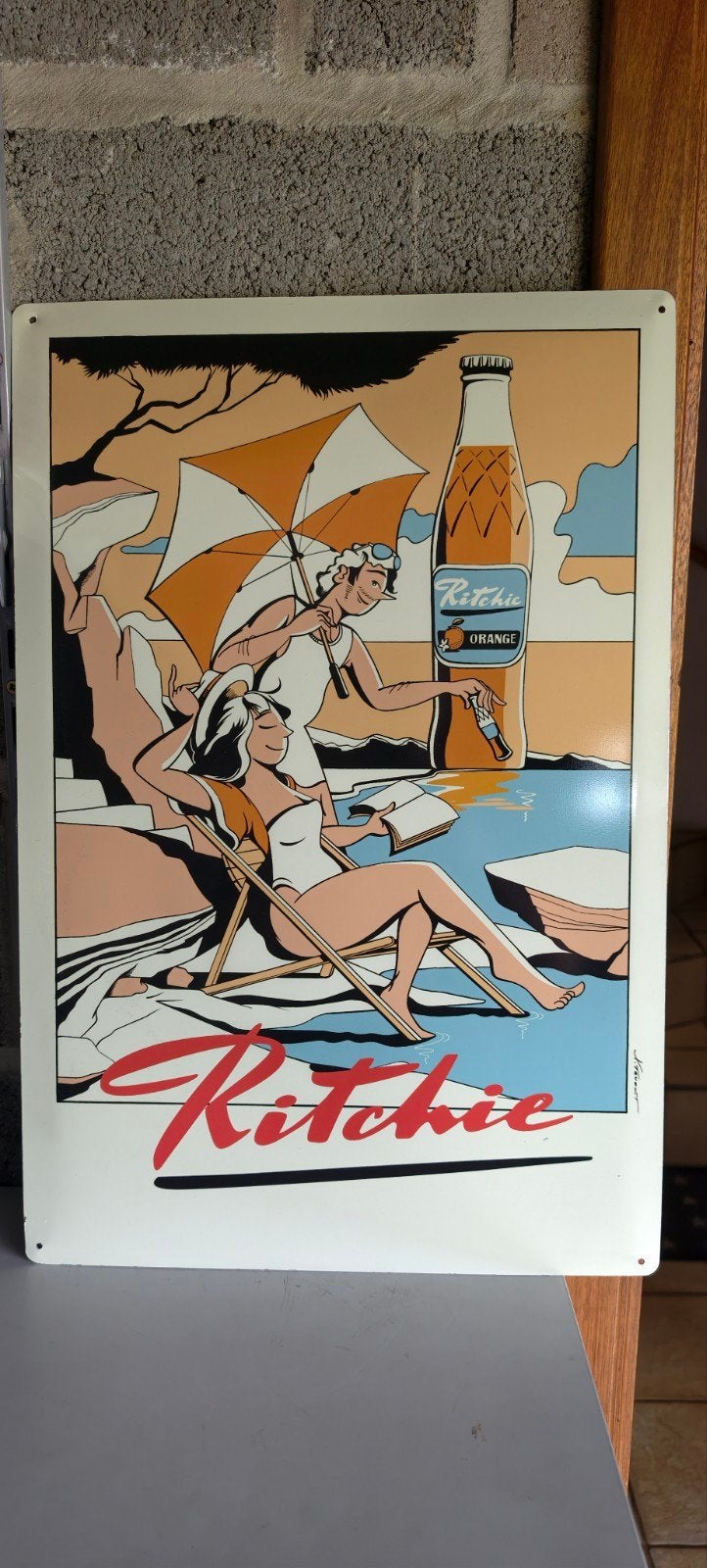 plaque émaillée Ritchie Orange, Antiquités & Art, Enlèvement, Personnages et figures fantastiques, Autre technique
