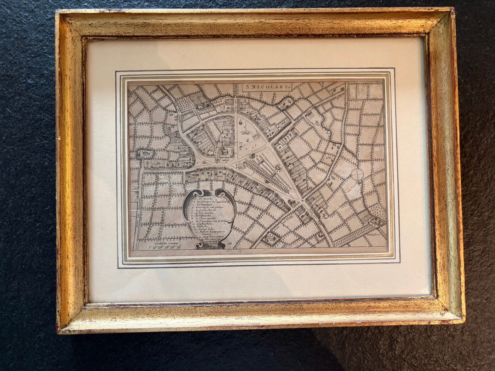 Kopergravure 1649 stadsplan Sint-Niklaas, Ophalen of Verzenden