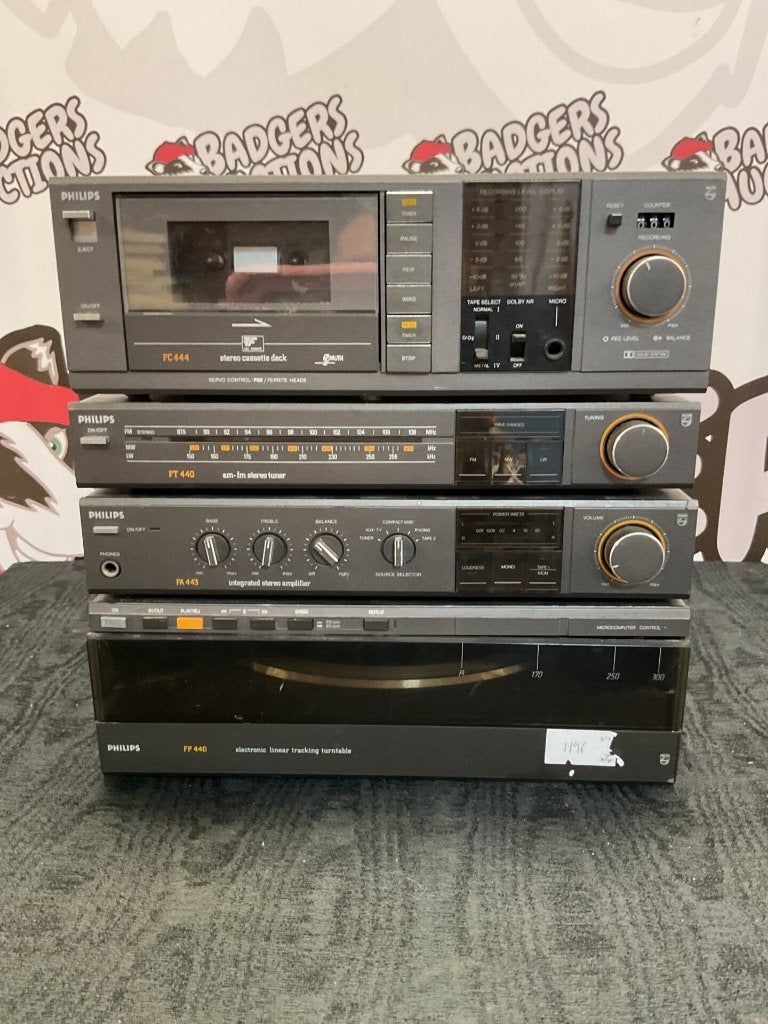 Retro Phillips stereo set incl platenspeler (jaren 1980), Audio, Tv en Foto, Ophalen, Gebruikt, Cassettedeck, Philips