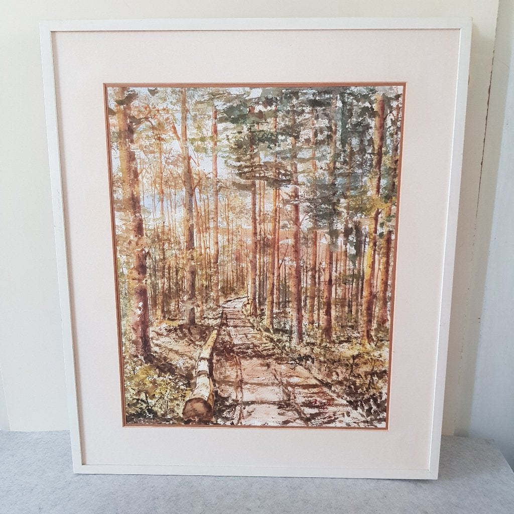Aquarel Strubbe 1995, bos, Enlèvement ou Envoi, Aquarelle