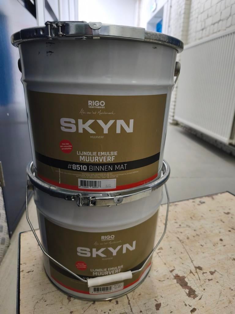 RIGO SKYN ecologische muurverf – 2 x 10L – nieuwstaat – wit, Ophalen, Wit