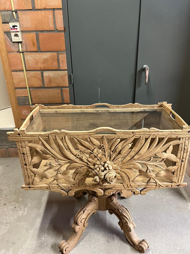 Houten tafel / plantenbak als bijzettafel late 19de eeuw, Antiek en Kunst, Ophalen