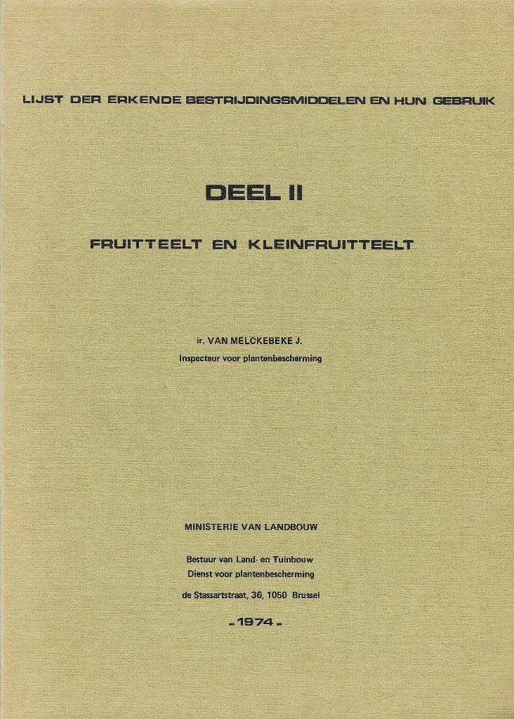 1974 - J. VAN MELCKEBEKE - Erkende bestrijdingsmiddelen, J. VAN MELCKEBEKE, Verzenden, Zo goed als nieuw, Overige onderwerpen