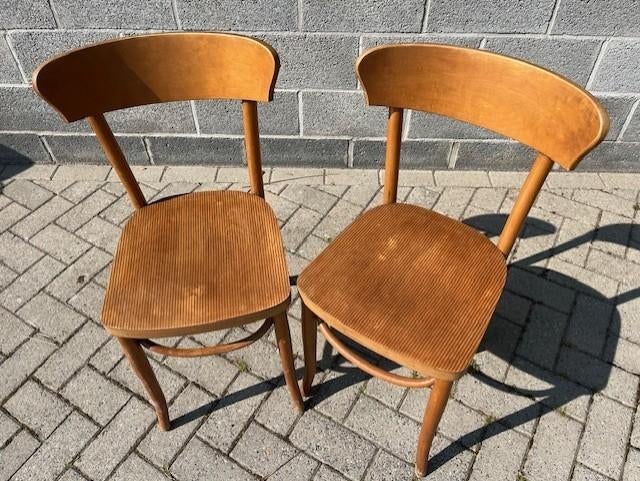 Set mooie vintage cafestoelen, Huis en Inrichting, Stoelen, Ophalen, Gebruikt, Twee, Bruin