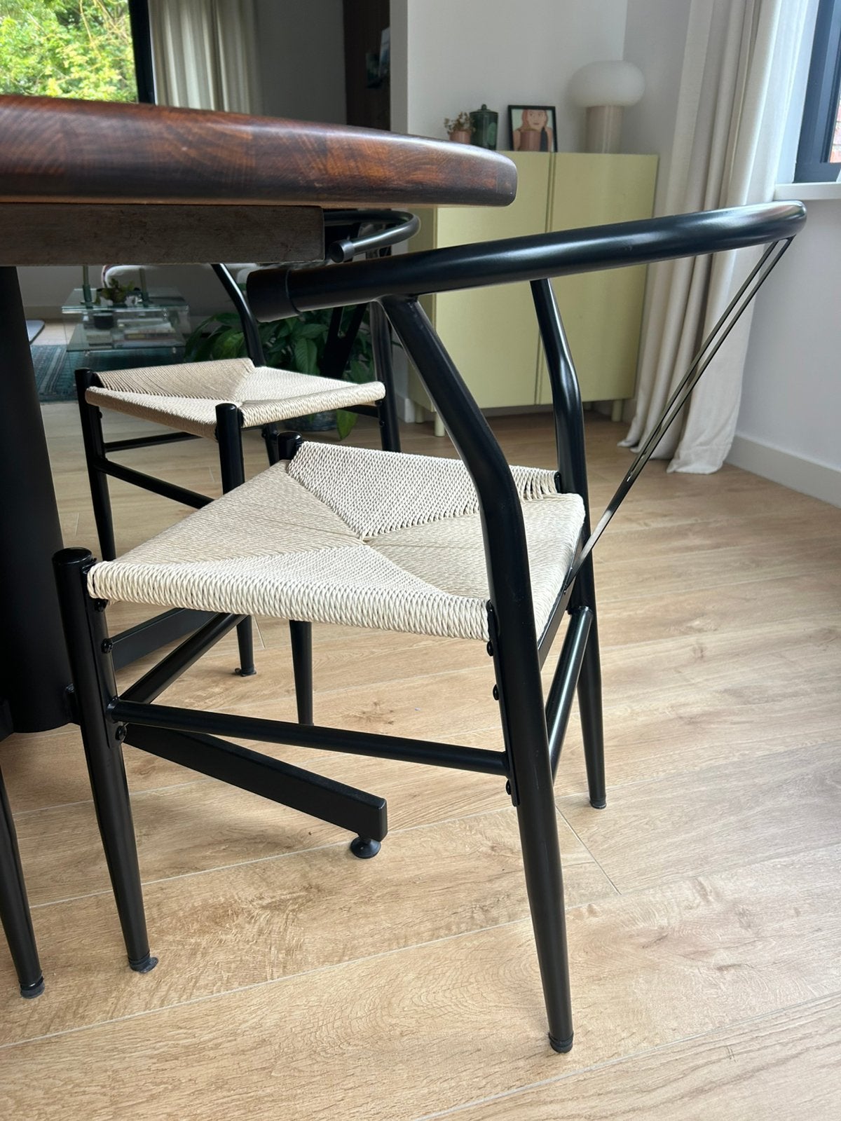Set van 6 stoelen Wishbone Chair, Huis en Inrichting, Stoelen, Ophalen, Zwart, Zo goed als nieuw, Wishbone Chair