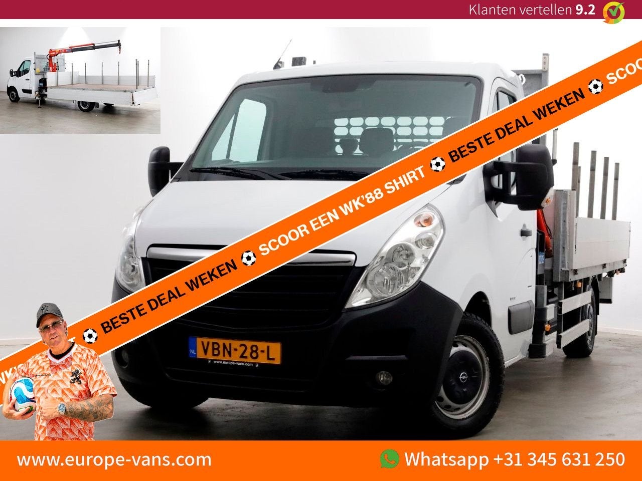 Opel Movano 2.3 CDTI 145pk E6 Open Laadbak + Kraan 08-2019, Wit, Bedrijf, 192 g/km, Cruise Control