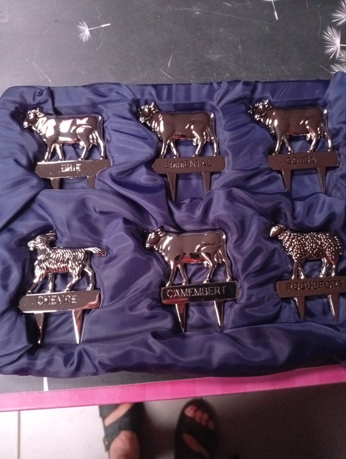 Coffret de 6 pics marqueurs de fromage vintage