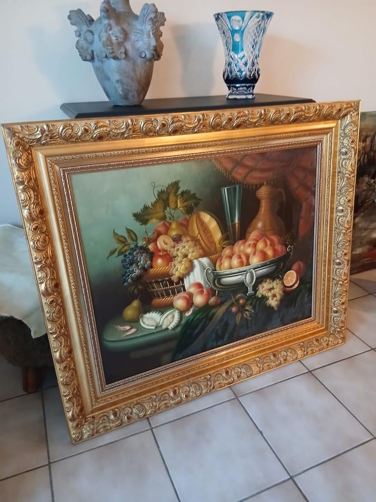 gesigneerd (R. Huerta). Groot olieverfschilderij – Stilleven, Ophalen