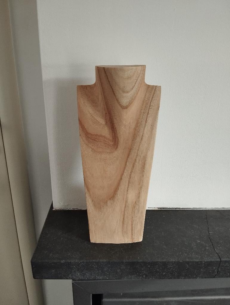Buste en bois pour collier : Hauteur : 35 cm, Bijoux, Sacs & Beauté, Colliers, Comme neuf, Enlèvement