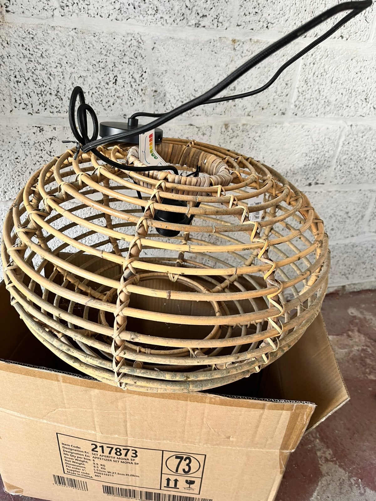 Hanglamp riet nieuw !, Ophalen of Verzenden, Nieuw