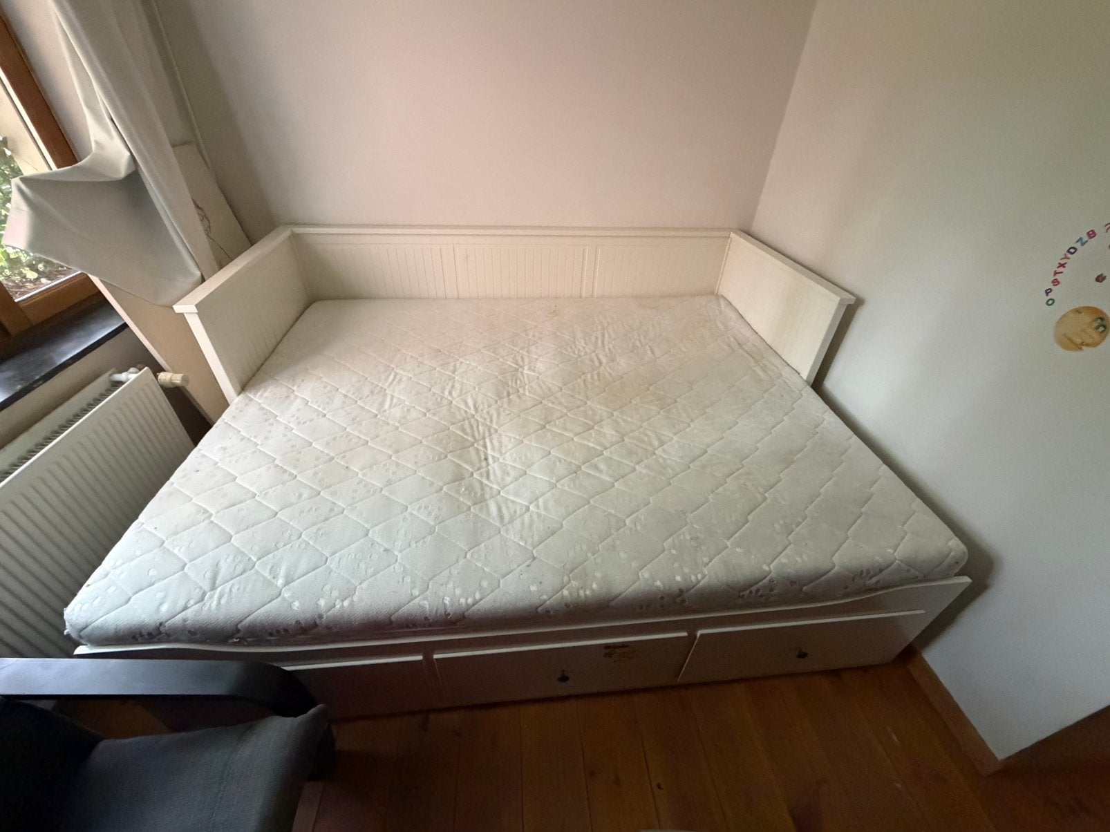 Lit IKEA blanc avec rangements- GRATUIT, Ophalen, Gebruikt, Tweepersoons, Wit