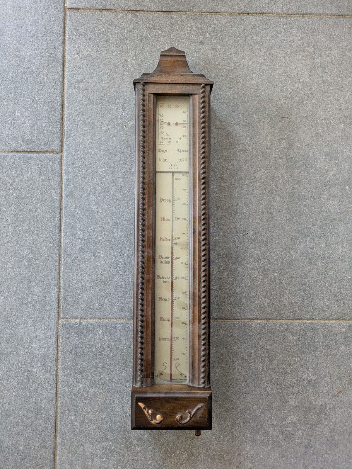 vintage houten barometer - West-Germany, Ophalen, Gebruikt, Overige merken, Hout
